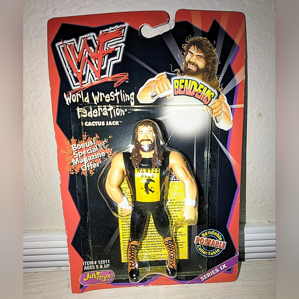 1998 Just Toys WWF Bend-Ems Series 9 Cactus Jack - Sealed J3
